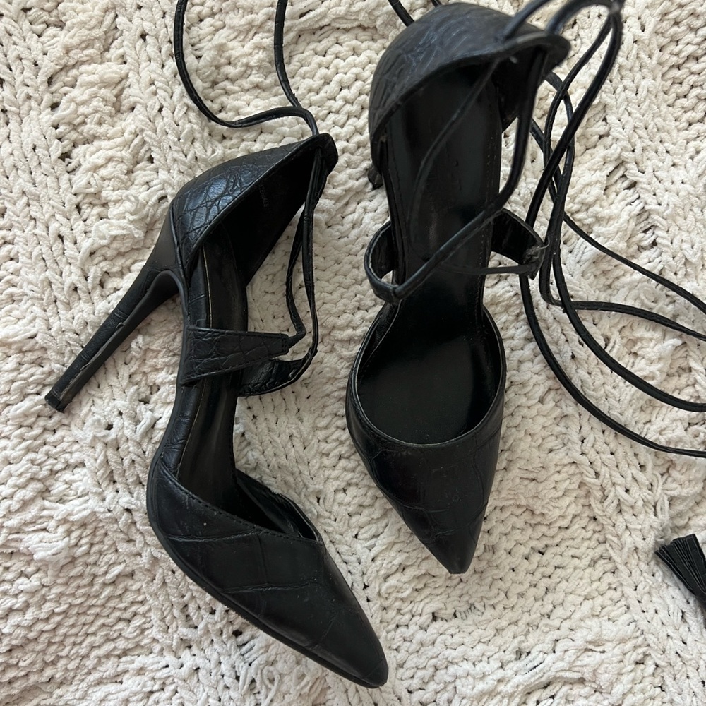 Charlotte Russe Black Strappy Heels